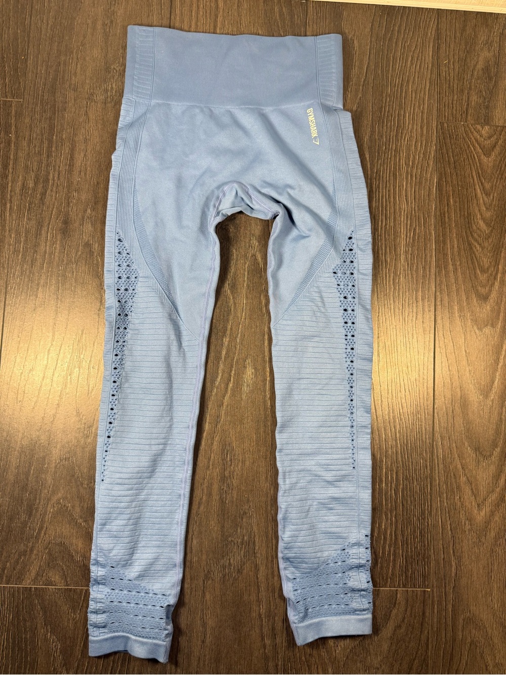Gymshark Perforated Sky Blue High-Waist Seamless Leggings